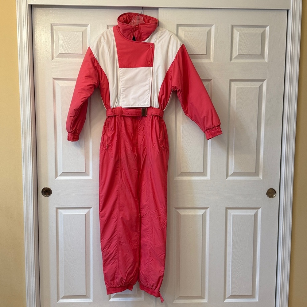 Vintage Profile 80s/90s Pink Belted Ski Suit